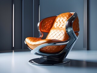 futuristic interior with armchair. 3d illustration