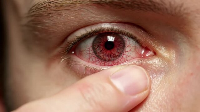 human eye showing irritation and redness