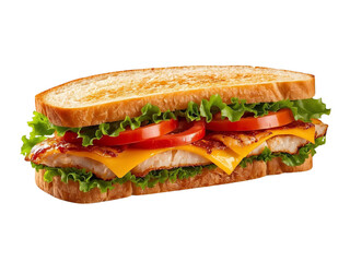 a freshly made sandwich placed on a clean white background.