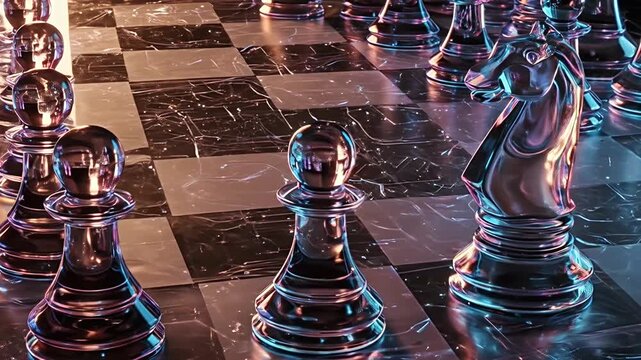 Chess Pieces on a Board - A Detailed Close Up View.