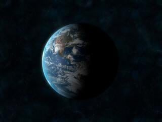 Earth Planet Floating In Space Blue Marble View From Orbit Global Perspective