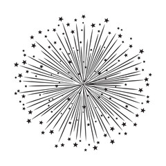 Obraz premium Hanukkah Black Starburst and Firework Silhouette on White Background Keywords: starburst, firework, silhouette, black, white background, explosion