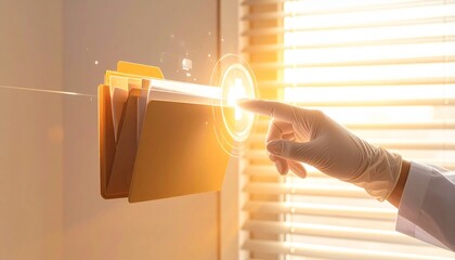 Doctor holding augmented reality tablet displaying patient scan.