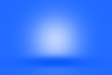 Blue background with drop shadow and glow and bright center. Blue abstract background.  for products and presentation.