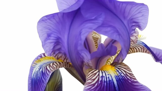 Close Up Of A Beautiful Purple Iris Flower Blooming In Spring.