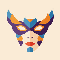 Fototapeta premium Colorful Carnival Mask with Skull Pattern – Vector Illustration