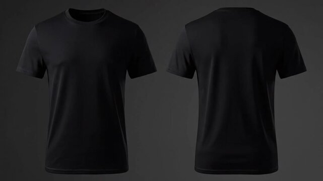 blank black t-shirt front and back mockup template