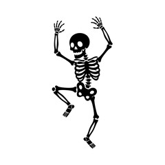 Halloween skeleton silhouette in transparent background 