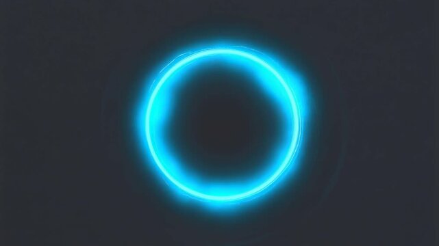 Glowing blue energy ring expanding and stabilizing with a soft blurred halo in a dark background evoking a futuristic and mysterious atmosphere