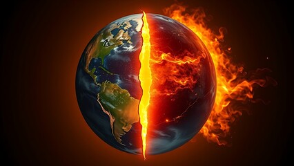 An abstract Earth split into glowing and dark halves, depicting global energy imbalance.