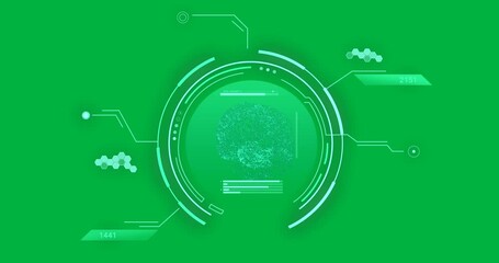 Animation of scientific data processing with human brain over transparent background - Powered by Adobe