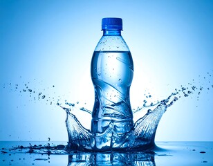 Water bottle in splash