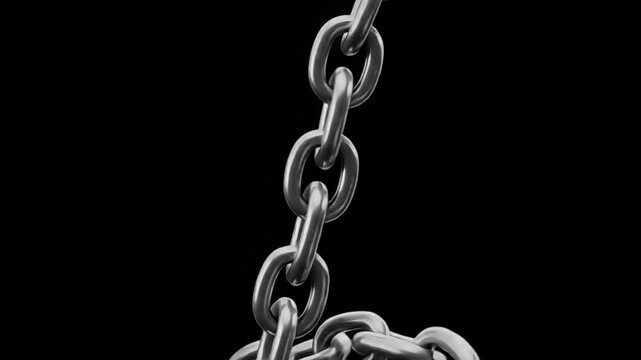 Close up of a heavy metal chain forming a circle and a Y shape.