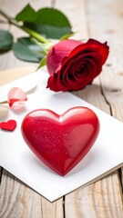 Romantic red rose, heart, and letter