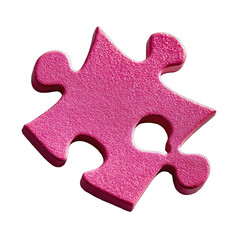 Pink puzzle piece, isolated on black, with slight shadow