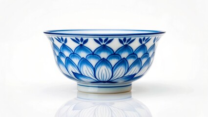 Beautiful blue and white porcelain bowl featuring intricate floral designs on a smooth surface
