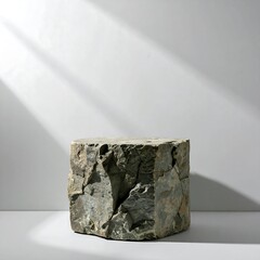 Rough stone pedestal in sunlight