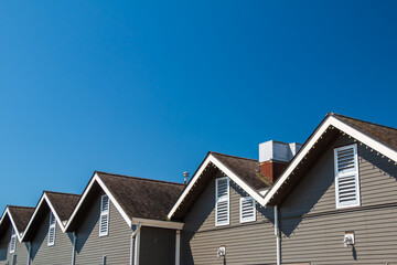 Roofline of commercial buildings.