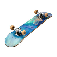 Skateboard with ocean-themed graphic on deck
