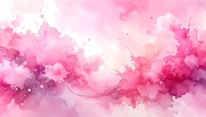 Watercolor pink abstract art with splashes and stains background illustration