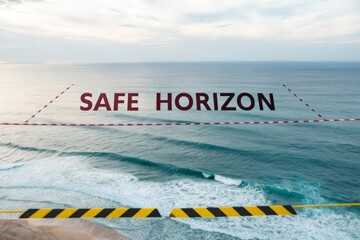 Conceptual image of ocean horizon with protective safety line