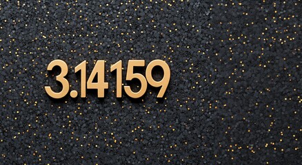 Mathematical elegance black glitter backdrop with metallic pi abstract art studio close-up conceptual beauty
