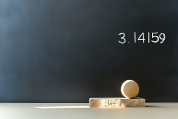 Mathematical concept demonstration classroom educational image minimalist setting side view pi representation