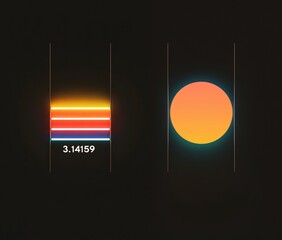 Neon rainbow stripes and circle solid black background graphic design digital art vibrant colors abstract view