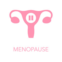 Menopause Icon. Illustration of a Uterus with Pause Symbol, Representing Menopausal Transition and Reproductive Health