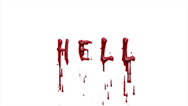 Drip blood text Animation Horror Effect on white Background. Halloween concept
