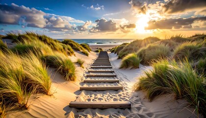 Coastal pathway at sunset