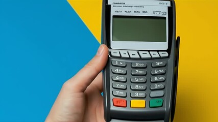 Close up of hands using a credit card machine for payment. - Powered by Adobe