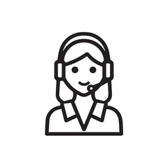Black and White Customer Service Woman Icon Illustration Minimalist Call Center Support Symbol Design