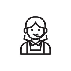 Black and White Customer Service Woman Icon Illustration Minimalist Call Center Support Symbol Design