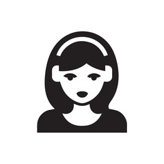 Black and White Customer Service Woman Icon Illustration Minimalist Call Center Support Symbol Design