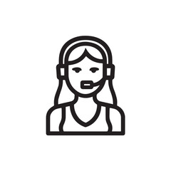 Black and White Customer Service Woman Icon Illustration Minimalist Call Center Support Symbol Design