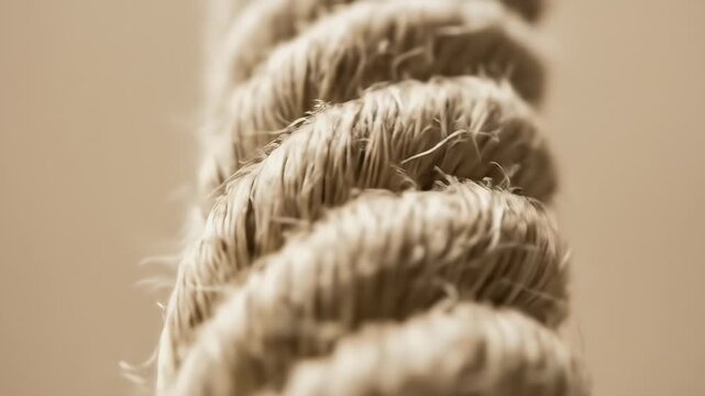 Close up of thick natural fiber rope texture and pattern.