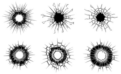 Cracked glass effect elements for design projects and special visual effects