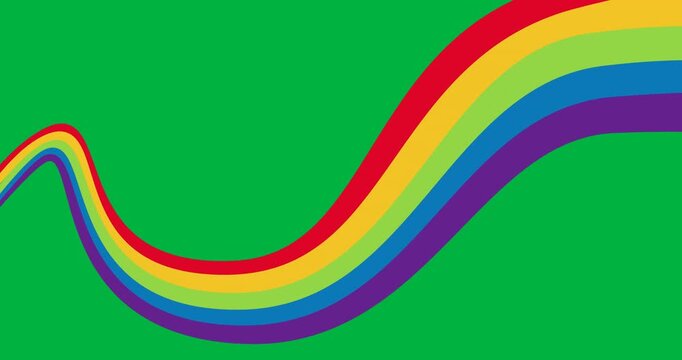 Animation of rainbow wave moving on loop over transparent background