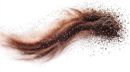 A pile of soil is flying away isolated on a white background