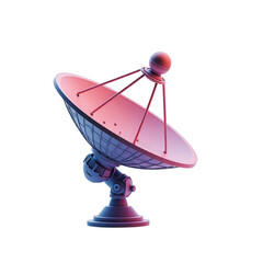 The striking image presents a stylized, three-dimensional representation of a satellite dish antenna, rendered with a gradient color scheme.