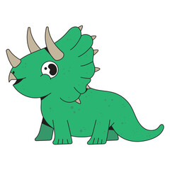 Triceratops Dinosaur Character Cartoon Icon Illustration