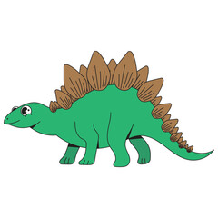 Stegosaurus Dinosaur Character Cartoon Icon Illustration
