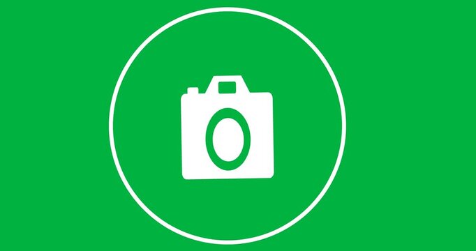 Animation of camera icon on transparent background