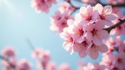 Delicate Pink Blossoms on a Sunny Day, a Close-Up View of Nature's Beauty