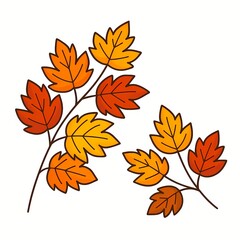Fototapeta premium Simple Colorful Autumn Leaves Branch Illustration
