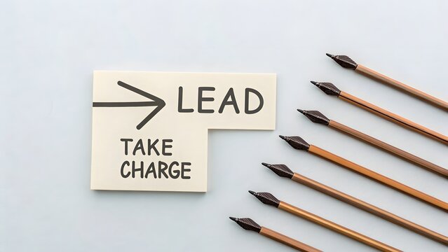 Arrows pointing toward LEAD and TAKE CHARGE business direction