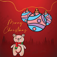 Merry Christmas banner with red background 