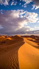 Naklejka premium Dramatic desert dunes under a dramatic sky