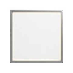Illuminated white panel with silver frame isolated on a transparent background
